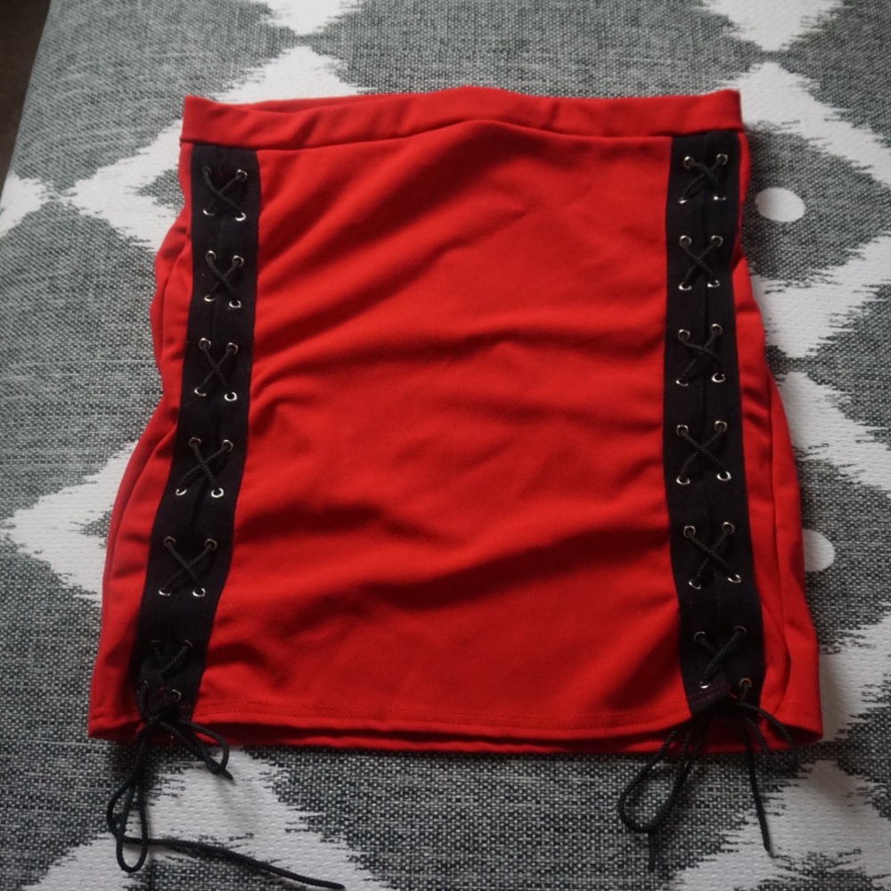 Lace up mini skirt